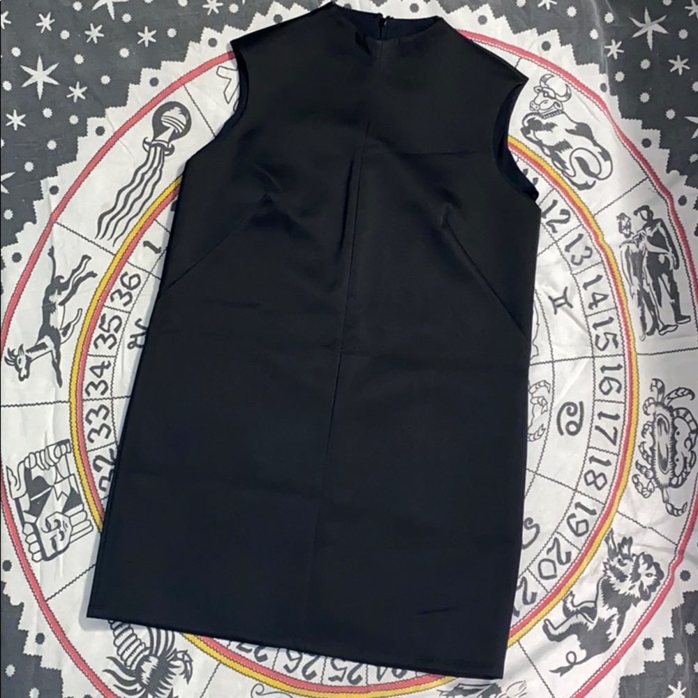 Black silky shift dress